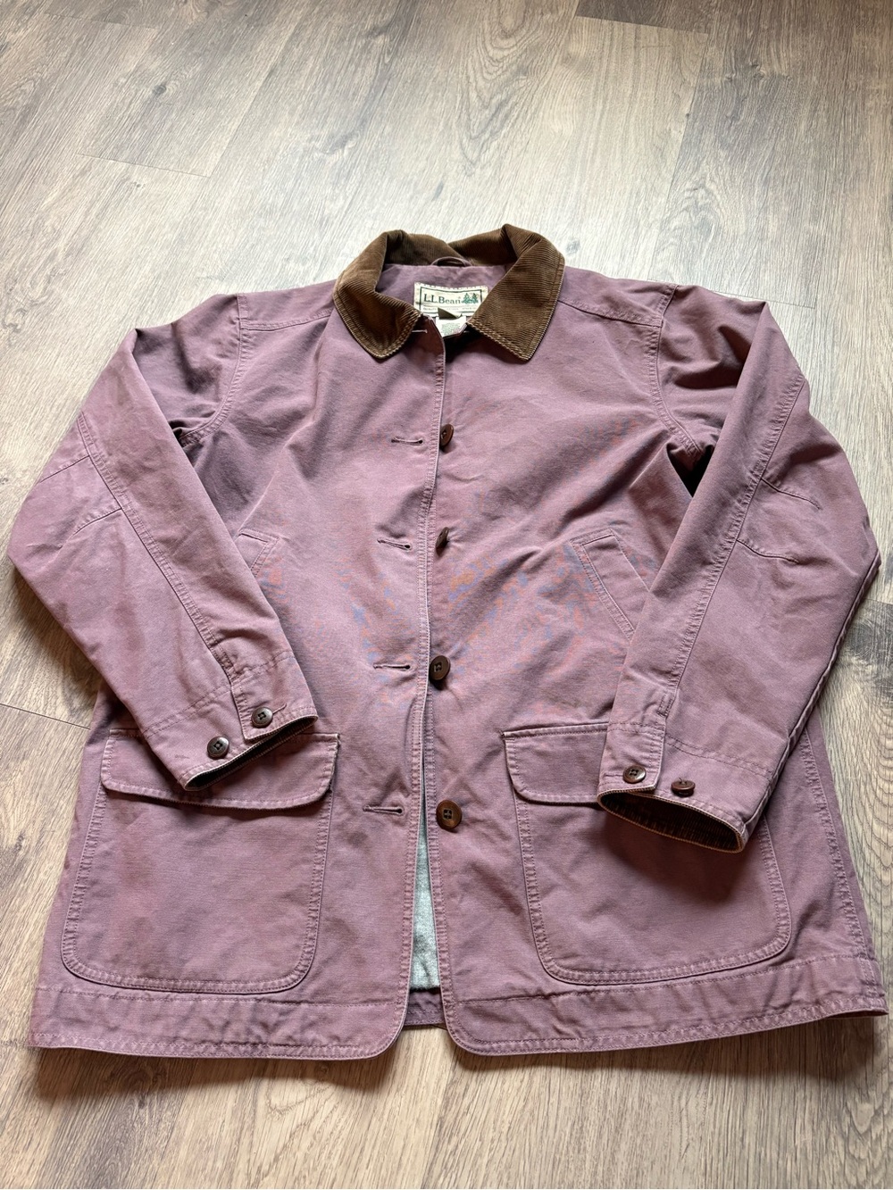 Vintage L.L. Bean Mauve Cotton Field Jacket with Brown Corduroy Collar